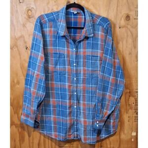 Lucky Brand Shirt Women's 3X Indigo Blue Classic Coastal Cowgirl BohoWestern